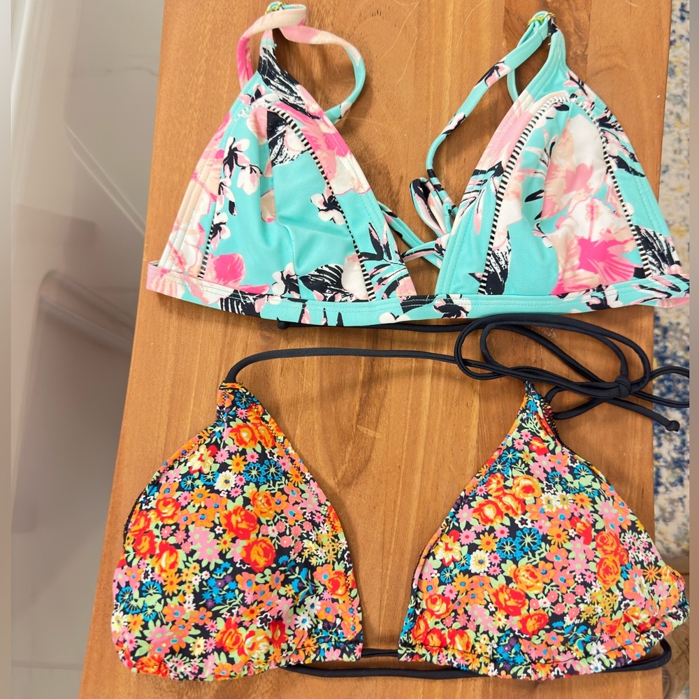Two floral bikini tops VS PINK and Target